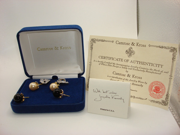 Vintage Camrose & Kross Jacqueline Kennedy Pearl Earrings (Shah of Iran Event, 1962) - New In Original Box