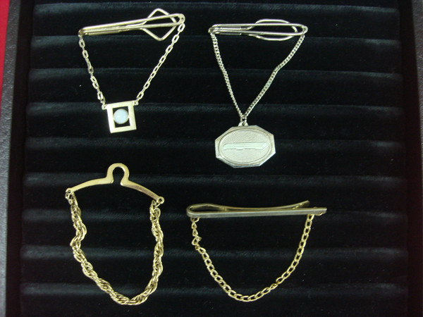 Vintage Gold & Silver Tone Tie Bar Chain Lot (4 Pieces) - Unique & Classic Gift