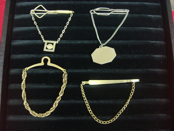 Vintage Gold & Silver Tone Tie Bar Chain Lot (4 Pieces) - Unique & Classic Gift