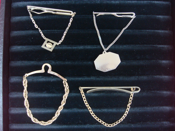 Vintage Gold & Silver Tone Tie Bar Chain Lot (4 Pieces) - Unique & Classic Gift