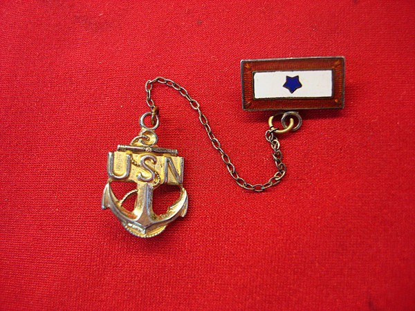 Vintage WWII U.S. Navy Son In Service Pins - Sterling Silver Gilt & Enamel - Homefront Set