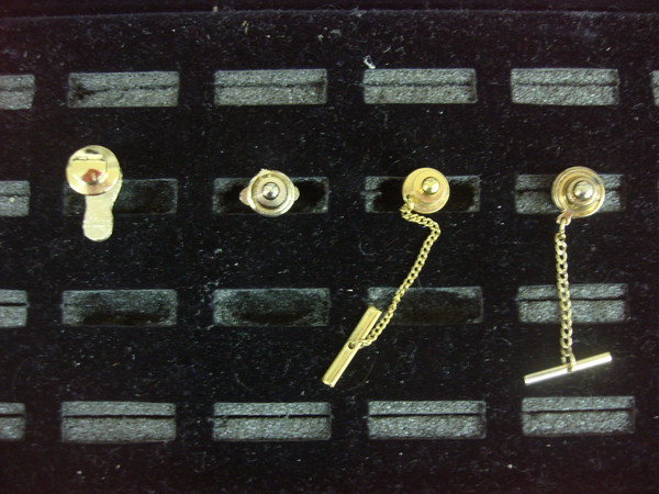 Vintage Gold Tone Tie Tack Lot of 4 - Unique Retro Lapel Pins #431