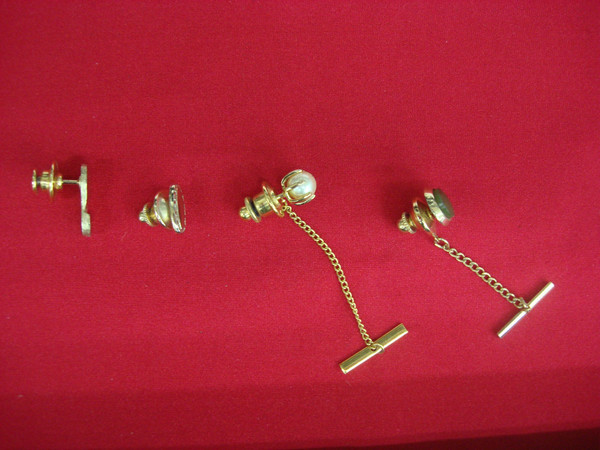 Vintage Gold Tone Tie Tack Lot of 4 - Unique Retro Lapel Pins #431