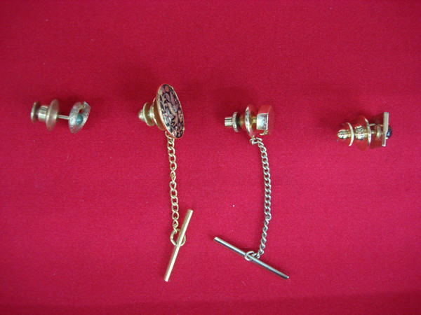 Vintage Gold Tone Tie Tack Set of 4 - Unique & Unusual Lapel Pins #433