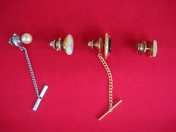 Vintage Gold & Silver Tone Tie Tack Set of 4 - Unique Lapel Pin Collection