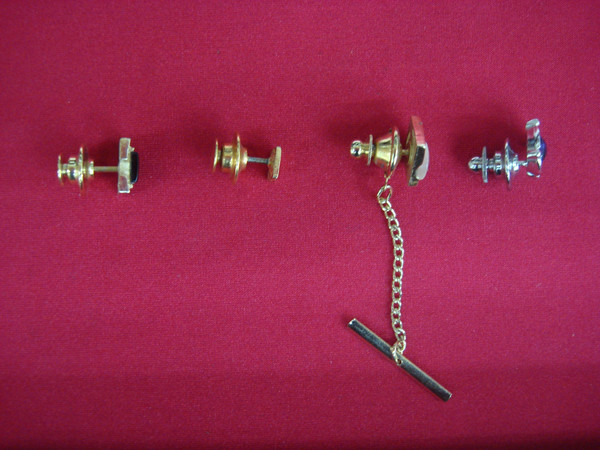 Vintage Gold & Silver Tone Tie Tack Set (4 pcs) - Unique Lapel Pins #441
