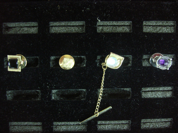 Vintage Gold & Silver Tone Tie Tack Set (4 pcs) - Unique Lapel Pins #441