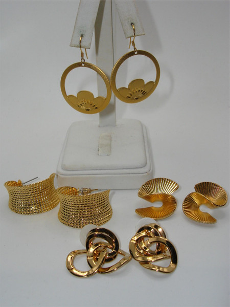 Vintage 1980s-90s Gold Tone Earrings Set (4 Pairs) - Mint Condition Estate Find