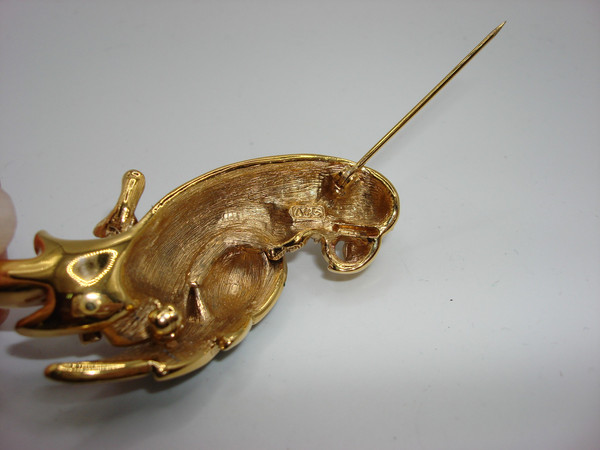 Vintage 1970s Atwood & Sawyer Parrot Brooch - Gold Plated Enamel & Rhinestones