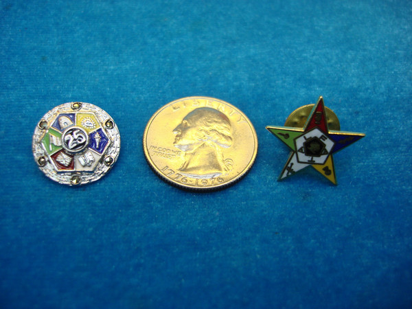 Vintage Eastern Star Pins (2 Pack) - Pinback & Clutch - Excellent Condition