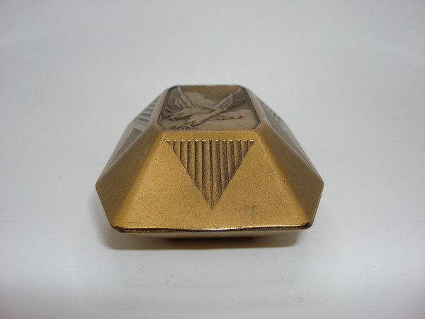 Vintage Art Deco Watch Box by W.L. Stone (1927) - Gold-Painted Celluloid, Winged Eagle Design