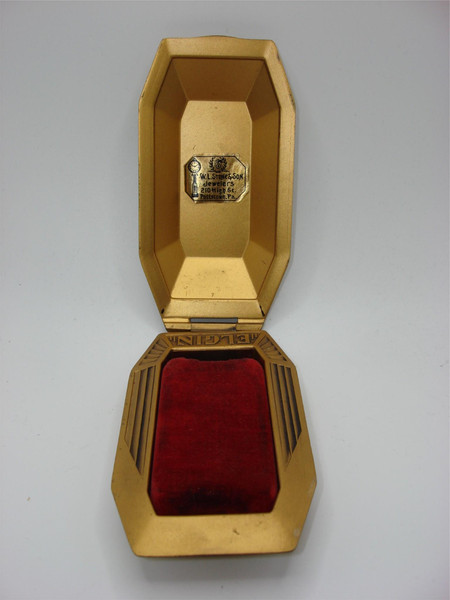 Vintage Art Deco Watch Box by W.L. Stone (1927) - Gold-Painted Celluloid, Winged Eagle Design