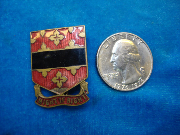 Vintage U.S. Army 182nd Field Artillery Regiment Pin - 'Might If Right' Enamel