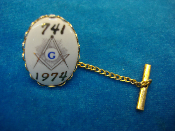 Vintage Masonic Tie Tac - 1974 Lodge #741, Gold Tone Metal