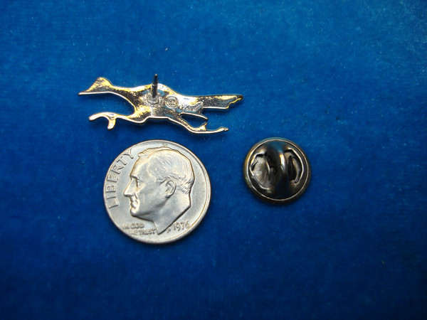 Vintage Silver Tone Roadrunner Lapel Pin with Amethyst Chips - Unique Collectible
