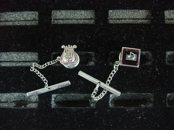 Vintage Music Tie Tack Set | Silver Tone Lapel Pins - Unique 2-Piece Lot