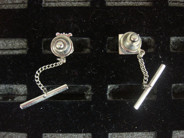 Vintage Music Tie Tack Set | Silver Tone Lapel Pins - Unique 2-Piece Lot