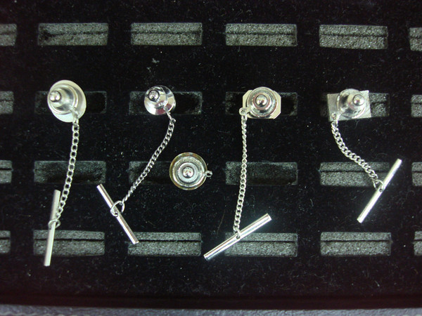 Vintage Silver Tone Tie Tack Set of 5 - Unique & Unusual Lapel Pins #449