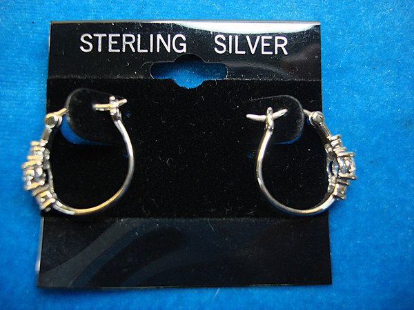 Sparkling Sterling Silver CZ Hoop Earrings - New & Gift Ready