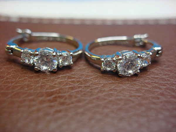 Sparkling Sterling Silver CZ Hoop Earrings - New & Gift Ready