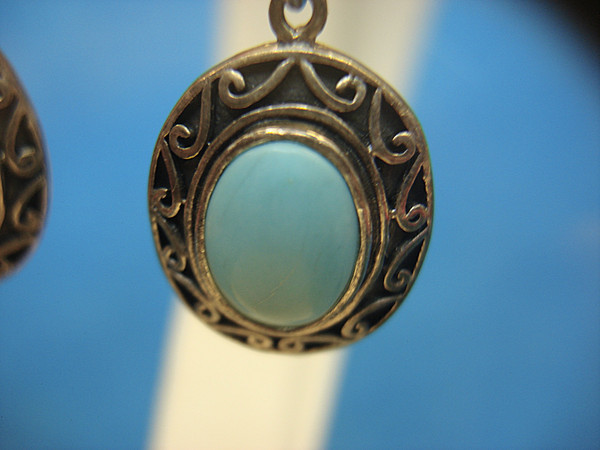 Sterling Silver Turquoise Dangle Earrings - Southwest Style (Pre-Owned, Excellent Condition)