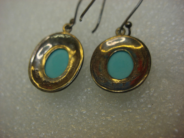 Sterling Silver Turquoise Dangle Earrings - Southwest Style (Pre-Owned, Excellent Condition)