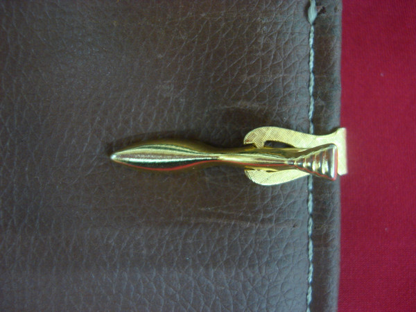Vintage Gold Tone Tie Clip - Mid Century Modern Accessory #485
