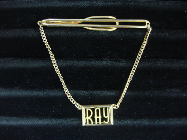Vintage Swank Gold-Tone Tie Bar Chain 'Ray' - Unique Mens Accessory #486