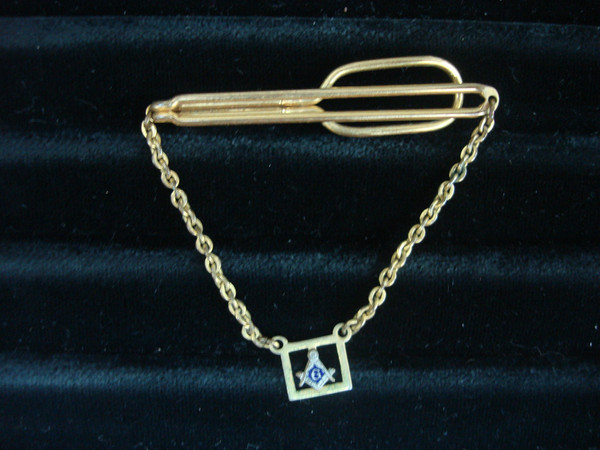 Vintage Swank Masonic Gold Tone Tie Bar Chain - Unique & Collectible