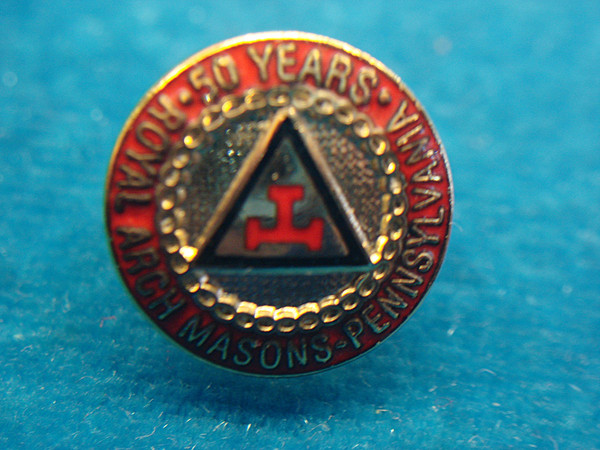 Vintage Royal Arch Masons PA 50 Year Lapel Pin - Gold Tone, Excellent Condition