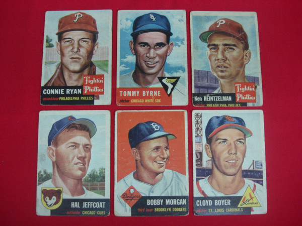 Vintage 1953 Topps Baseball Card Lot of 6 - Well-Loved Condition