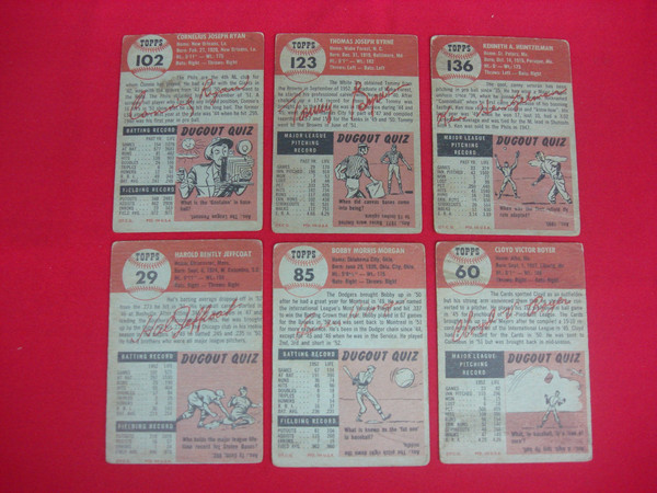 Vintage 1953 Topps Baseball Card Lot of 6 - Well-Loved Condition