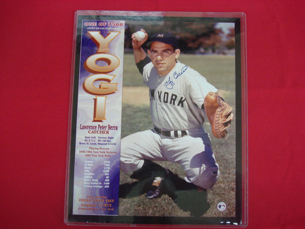 Authentic Yogi Berra Autographed 8x10 Photo - Hall of Fame Induction (COA)