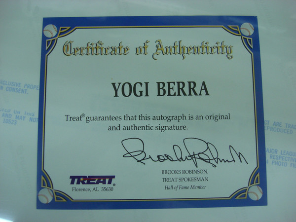 Authentic Yogi Berra Autographed 8x10 Photo - Hall of Fame Induction (COA)