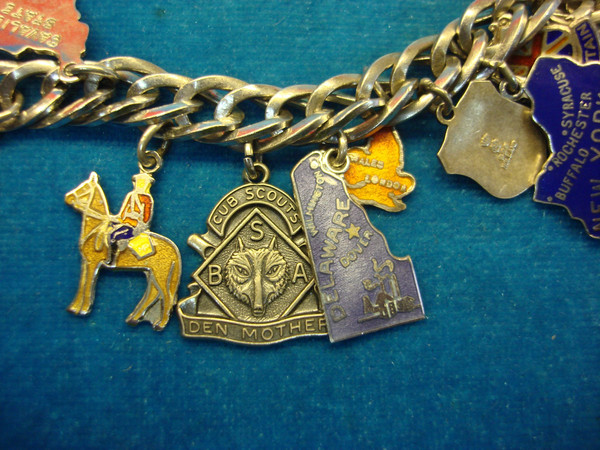 Vintage Sterling Silver Charm Bracelet | 20+ USA, UK, Canada & Germany Charms