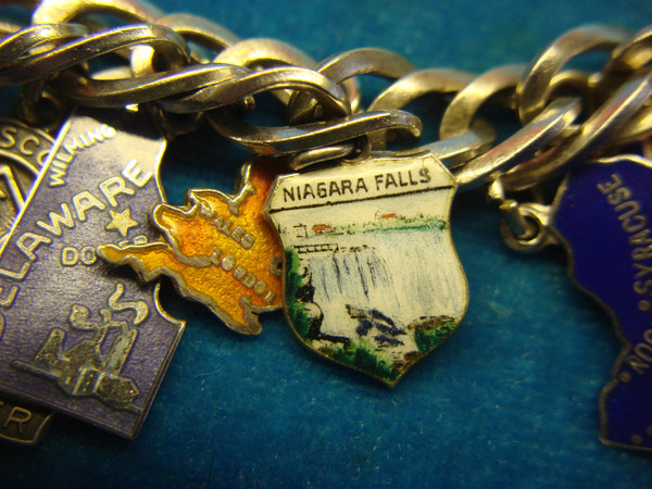 Vintage Sterling Silver Charm Bracelet | 20+ USA, UK, Canada & Germany Charms