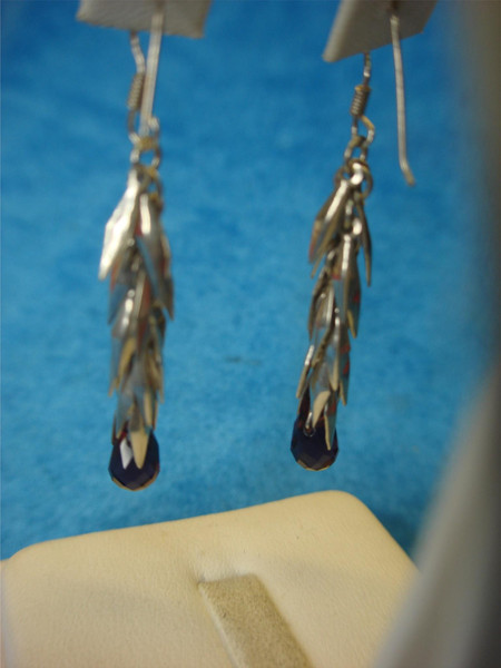 Vintage Sterling Silver Dangle Earrings with Purple Stones (2