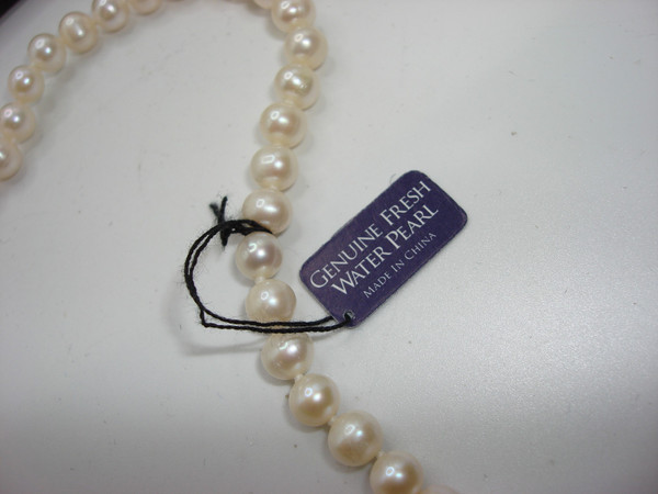 Genuine Freshwater Pearl & Sterling Silver Choker Necklace & Earrings Set - Near Mint
