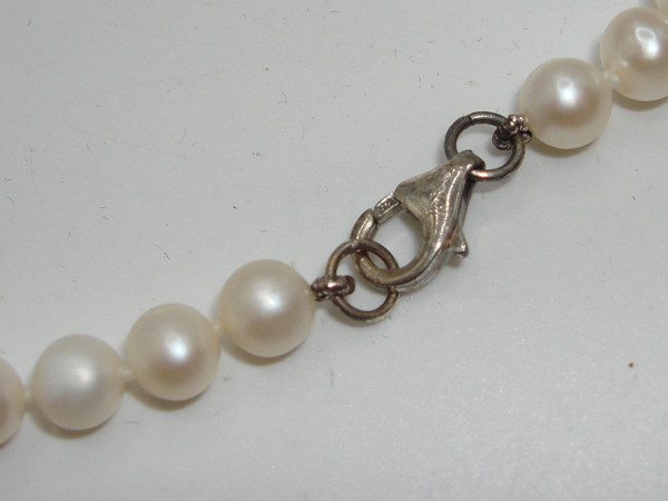 Genuine Freshwater Pearl & Sterling Silver Choker Necklace & Earrings Set - Near Mint