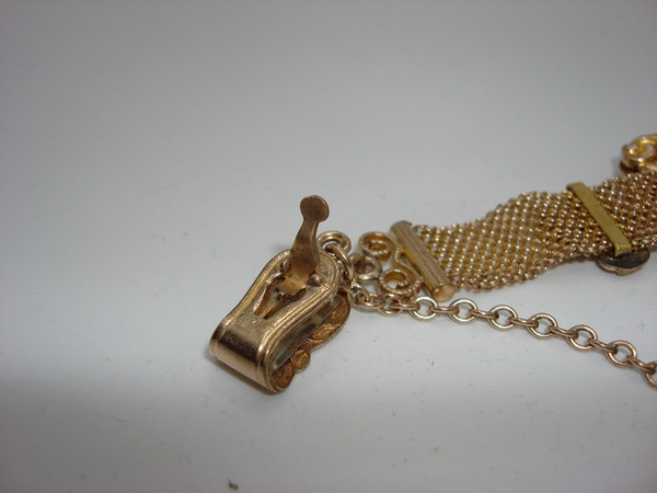 Antique Victorian C.R.H. Gold Filled Mesh Watch Fob & Chain - Exquisite Slide Detail