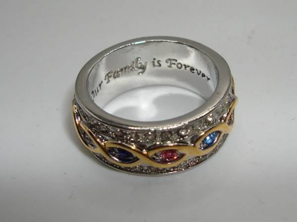 Sterling Silver Family Ring - 'Our Family Is Forever' Engraved, Size 6