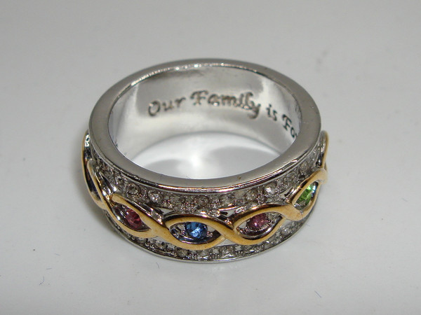 Sterling Silver Family Ring - 'Our Family Is Forever' Engraved, Size 6