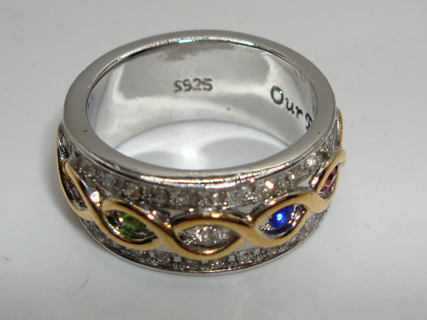Sterling Silver Family Ring - 'Our Family Is Forever' Engraved, Size 6