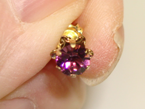 Sparkling 14K Gold Amethyst Stud Earrings (1/2ctw) - Pre-Owned