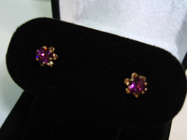 Sparkling 14K Gold Amethyst Stud Earrings (1/2ctw) - Pre-Owned