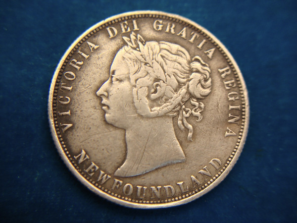 Rare 1874 Newfoundland Queen Victoria 50 Cents Sterling Silver Coin - Jewelry PC
