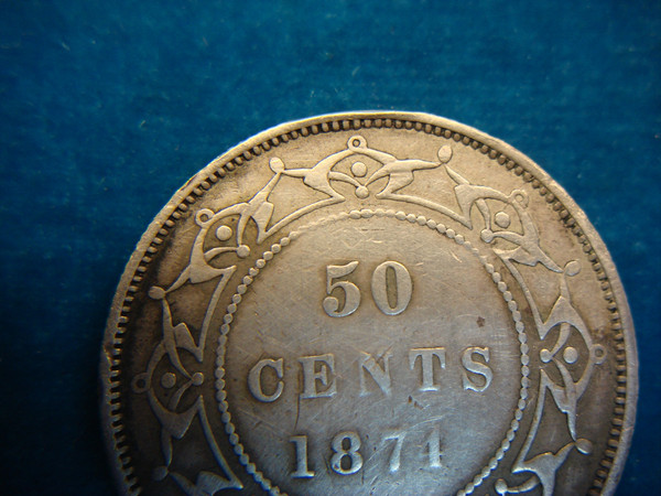 Rare 1874 Newfoundland Queen Victoria 50 Cents Sterling Silver Coin - Jewelry PC