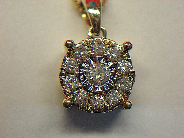 1/3 Carat Diamond Pendant Necklace in 10K Yellow Gold - ZEI Inscription