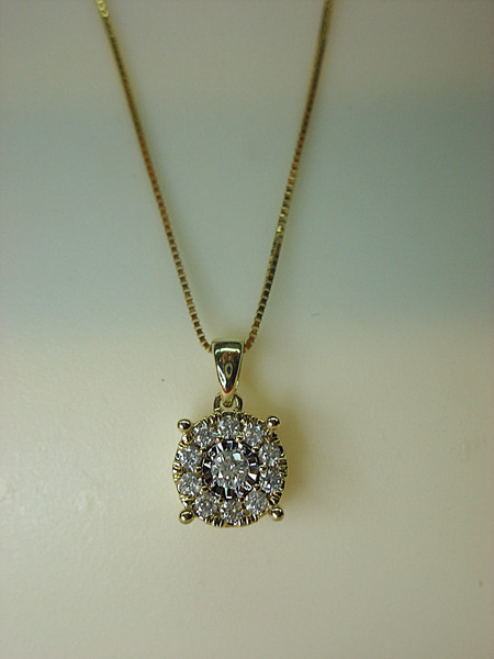 1/3 Carat Diamond Pendant Necklace in 10K Yellow Gold - ZEI Inscription