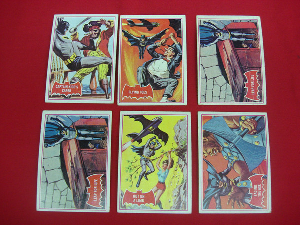 Vintage 1966 Topps Batman Trading Cards (6-Card Lot) - Comic Book Art
